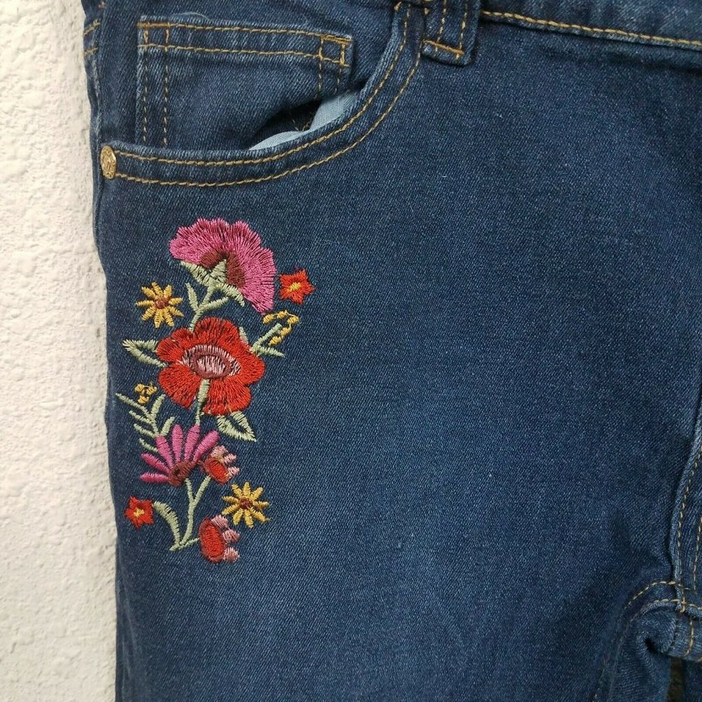XOXO Girls' Stretch Skinny Jean, Dark Wash Embroid - Picture 2 of 5